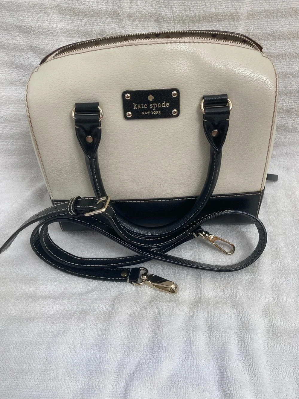 kate spade Two-Tone Cream and Black Dome Satchel
